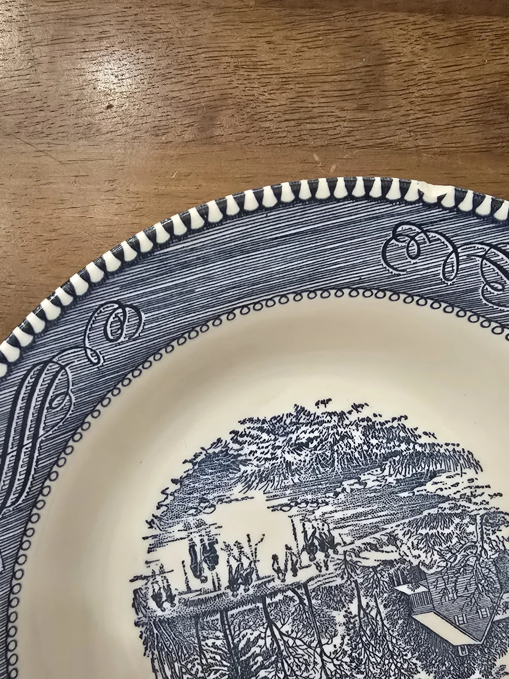 ​Set of 2 Vintage Royal China Currier and Ives Early Winter Blue Soup Bowls USA